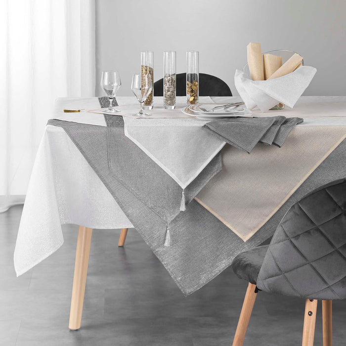 RECTANGLE TABLECLOTH 140x240 CM PLAIN POLYESTER METAL. YARN SILVERY GREY SILVER