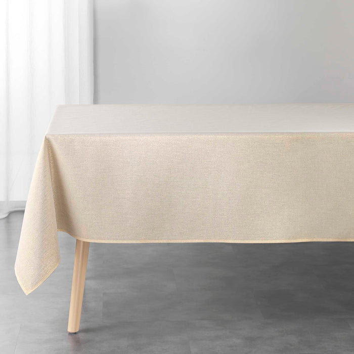 RECTANGLE TABLECLOTH 140 x 240 CM PLAIN POLYESTER METAL. YARN SILVERY LINEN GOLD