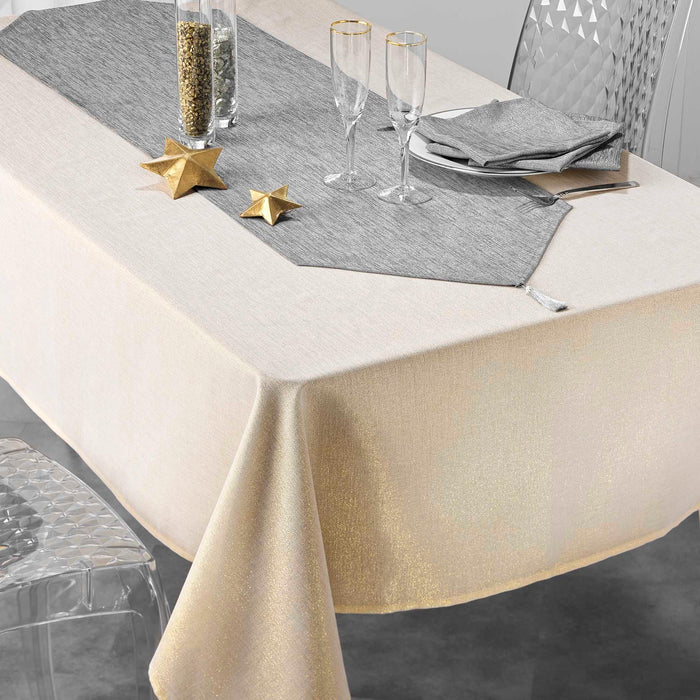 3 TABLE NAPKINS 40 x 40 CM PLAIN POLYESTER METAL. YARN SILVERY GREY SILVER