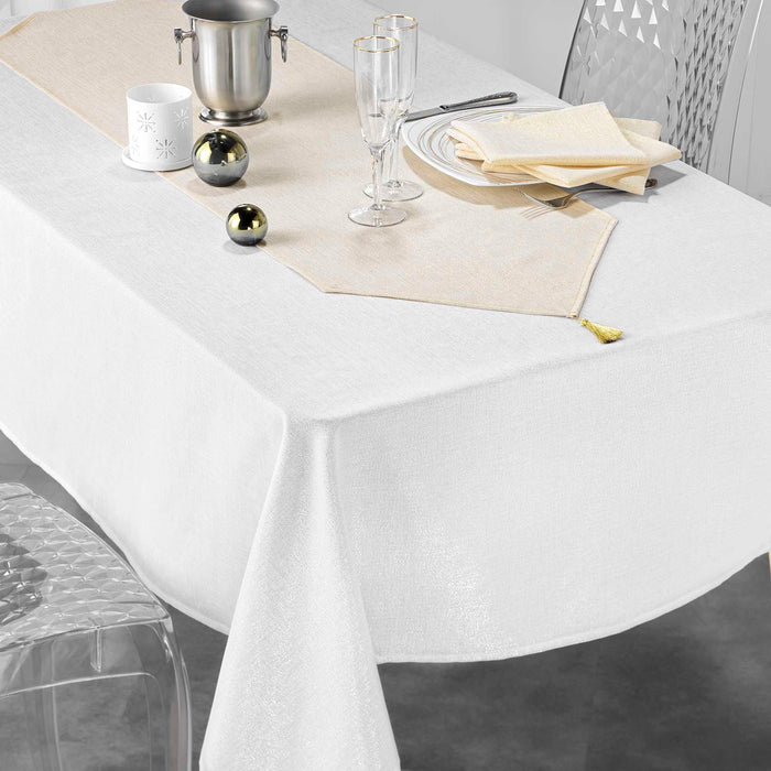 3 TABLE NAPKINS 40 x 40 CM PLAIN POLYESTER METAL. YARN SILVERY LINEN GOLD