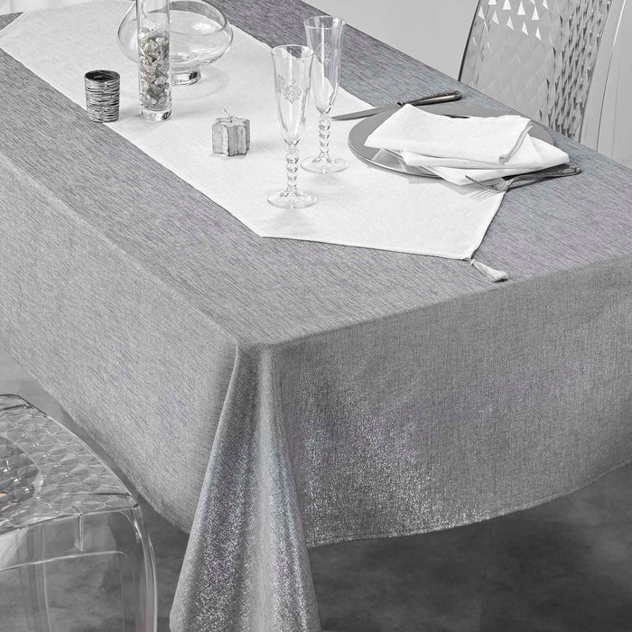 3 TABLE NAPKINS 40 x 40 CM PLAIN POLYESTER METAL. YARN SILVERY WHITE SILVER