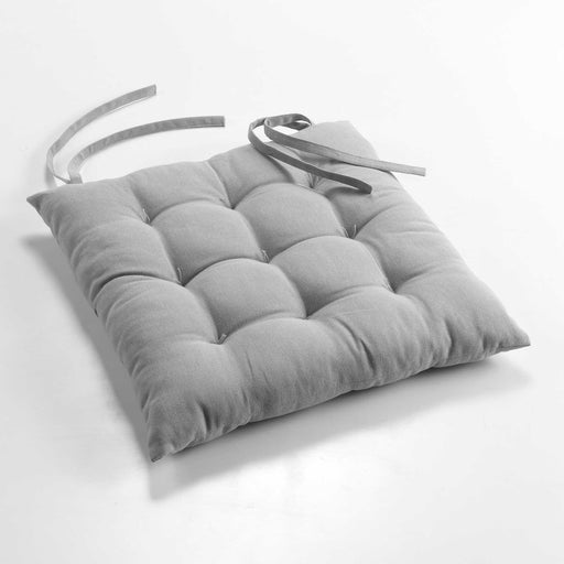 QUILTED CHAIR PAD 40 x 40 CM PLAIN COTTON CHARLINE GREY