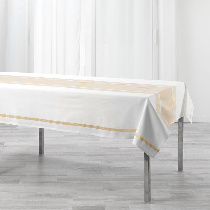 RECTANGLE TABLECLOTH 140 x 240 CM PLAIN COTTON METALLISED YARN ELEGANCIA GOLD