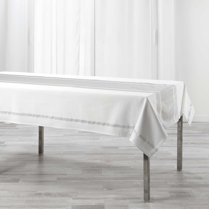 RECTANGLE TABLECLOTH 140 x 240 CM PLAIN COTTON METALLISED YARN ELEGANCIA SILVER