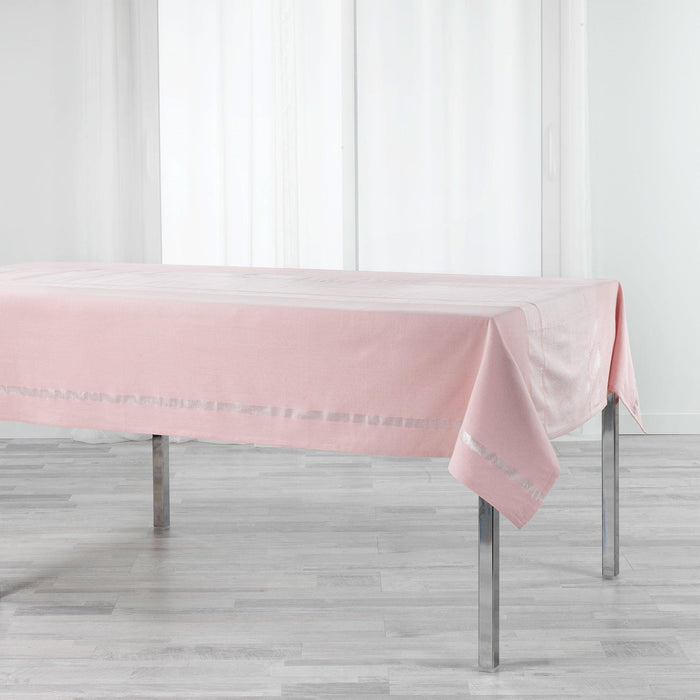 RECTANGLE TABLECLOTH 140 x 240 CM PLAIN COTTON METALLISED YARN ELEGANCIA PINK