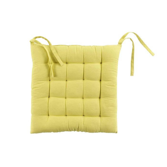 QUILTED CHAIR PAD 40 x 40 CM TWO-TONE COTTON INITIA YELLOW CHARCOAL GREY