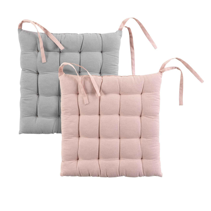 QUILTED CHAIR PAD 40 x 40 CM TWO-TONE COTTON INITIA PINK GREY