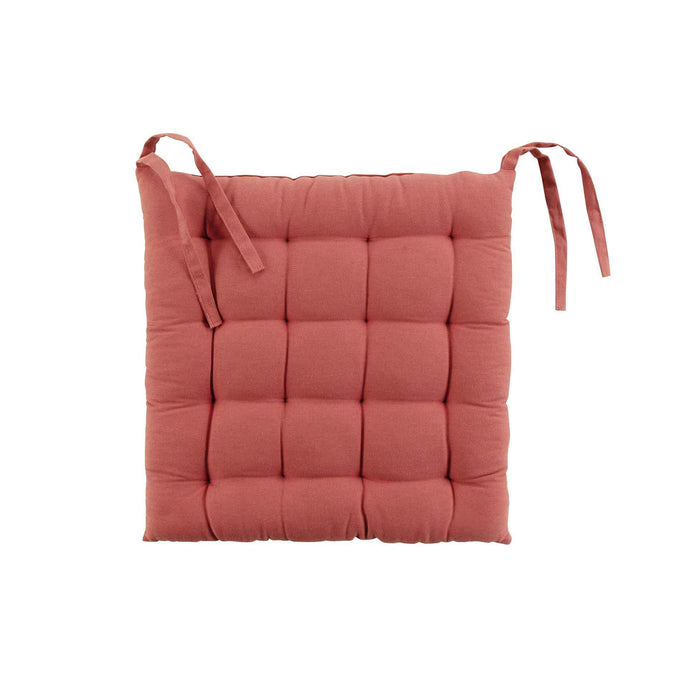 QUILTED CHAIR PAD 40 x 40 CM TWO-TONE COTTON INITIA TERRACOTTA ORANGE TAUPE