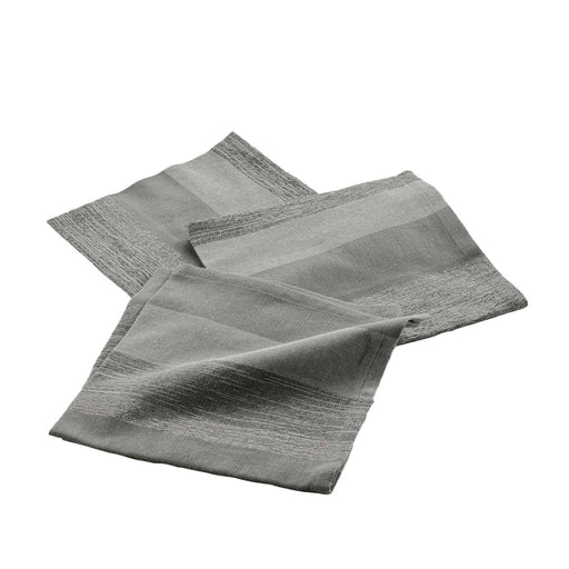 3 TABLE NAPKINS 40 x 40 CM WOVEN COTTON METALLISED YARN ELDORA GREY SILVER