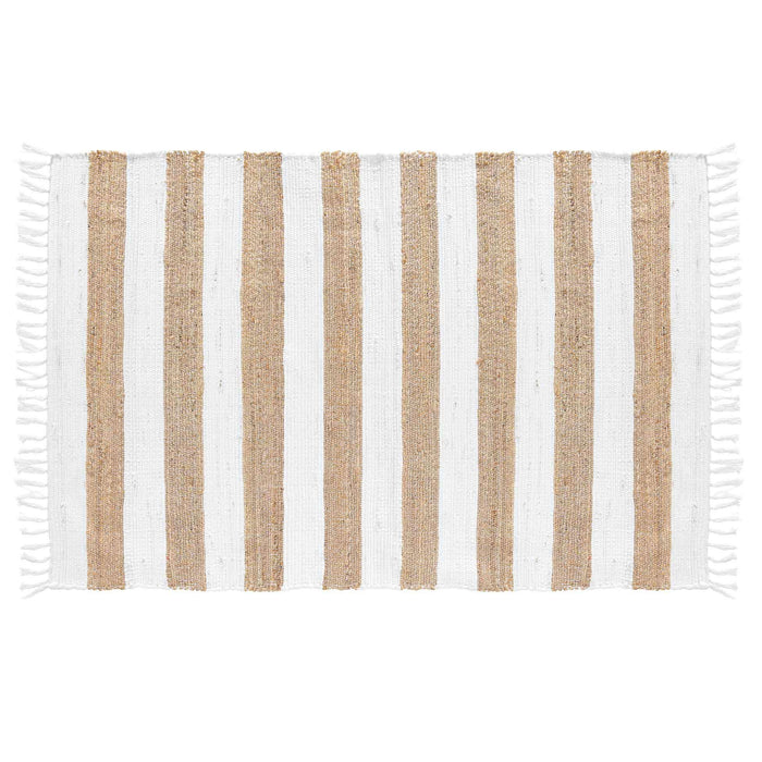 RECTANGULAR MAT WITH FRINGE 120 x 170 CM JUTE POLYESTER SAGANE