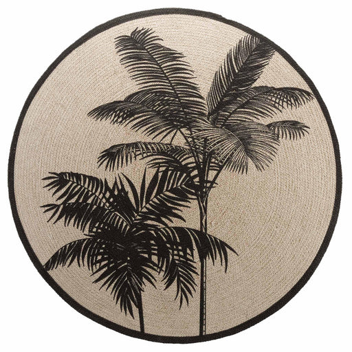 ROUND MAT 120 CM PRINTED COTTON TROPIC NATURE