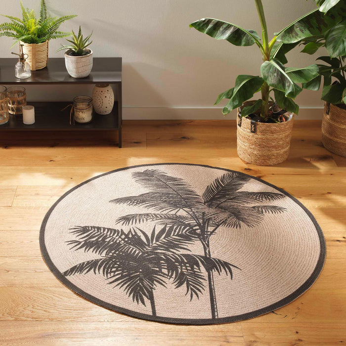 ROUND MAT 120 CM PRINTED COTTON TROPIC NATURE