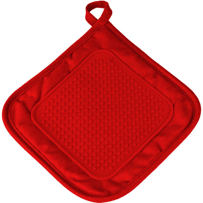 POT HOLDER 19 x 19 CM POLYCOTTON SILICONE CUISTOT RED