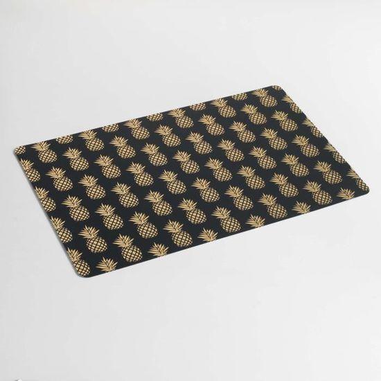 TABLEMAT 28.5 x 43.5 CM METALLIC PRINTED PVC ANANAS GOLD BLACK