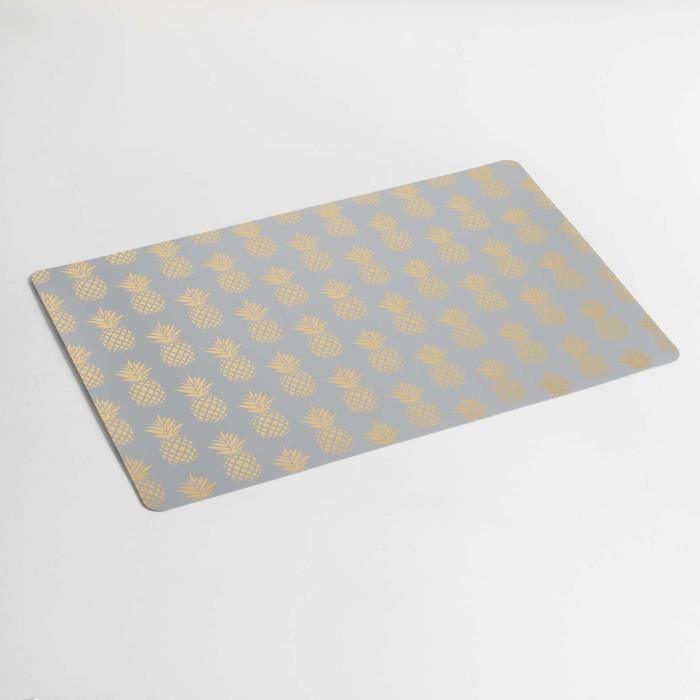 TABLEMAT 28.5 x 43.5 CM METALLIC PRINTED PVC ANANAS GOLD NATURAL