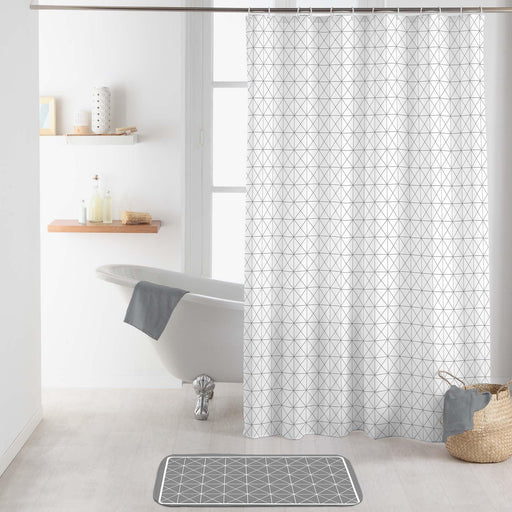 SHOWER CURTAIN WITH HOOKS 180 x 200 CM PRINTED POLYESTER KUBIA