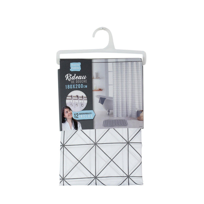 SHOWER CURTAIN WITH HOOKS 180 x 200 CM PRINTED POLYESTER KUBIA