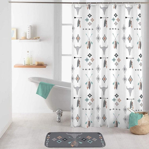 SHOWER CURTAIN WITH HOOKS 180 x 200 CM PRINTED POLYESTER APACHE