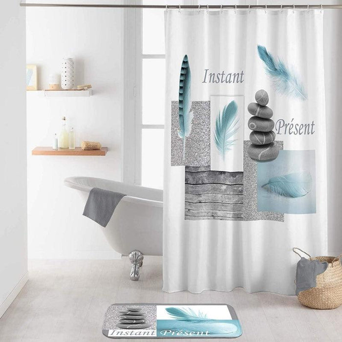 SHOWER CURTAIN WITH HOOKS 180 x 200 CM PRINTED POLYESTER EQUILIBRE