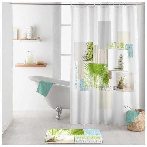 SHOWER CURTAIN WITH HOOKS 180 x 200 CM PRINTED POLYESTER NATURE DOUCEUR