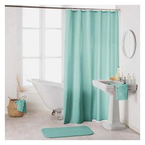 SHOWER CURTAIN WITH HOOKS 180 x 200 CM PLAIN POLYESTER ESSENCIA MINT