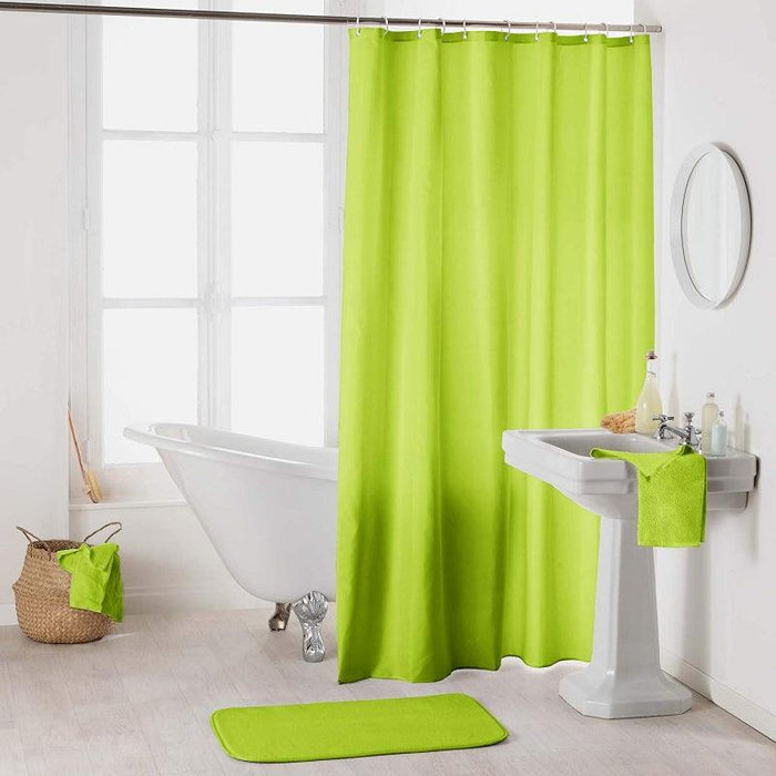 SHOWER CURTAIN WITH HOOKS 180 x 200 CM PLAIN POLYESTER ESSENCIA ANISE