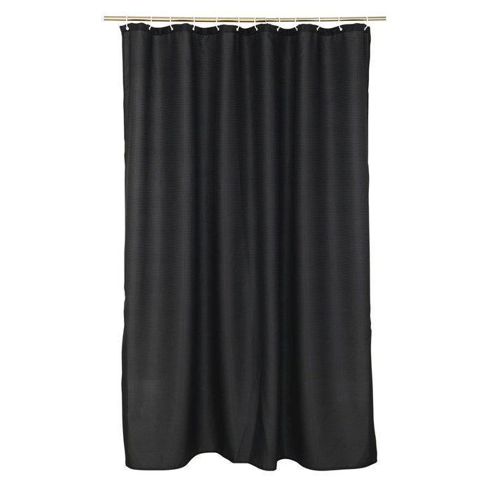 SHOWER CURTAIN WITH HOOKS 180 x 200 CM PLAIN JACQUARD QUARTZ BLACK