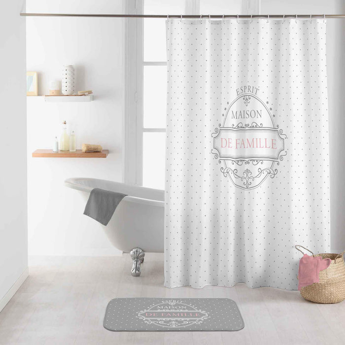 SHOWER CURTAIN WITH HOOKS 180 x 200 CM PRINTED MICROFIBRE MAISON DE FAMILLE