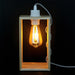 WOODEN FRAME TABLE LAMP WITH GREY AND WHITE CABLE