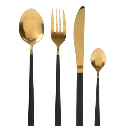 MENAGERE 16 PIECES GOLD MANCHE NOIR M8