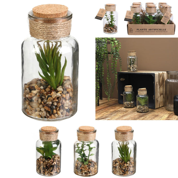 GLASS PHIAL ARTIFICIAL PLANT13CM