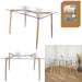 GLASS TABLE WOOD EFFECT METAL LEGS 75X115CM