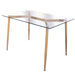 GLASS TABLE WOOD EFFECT METAL LEGS 75X115CM