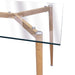 GLASS TABLE WOOD EFFECT METAL LEGS 75X115CM