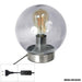 GREY ROUND GLASS TABLE LAMP WITH SILVER BASE