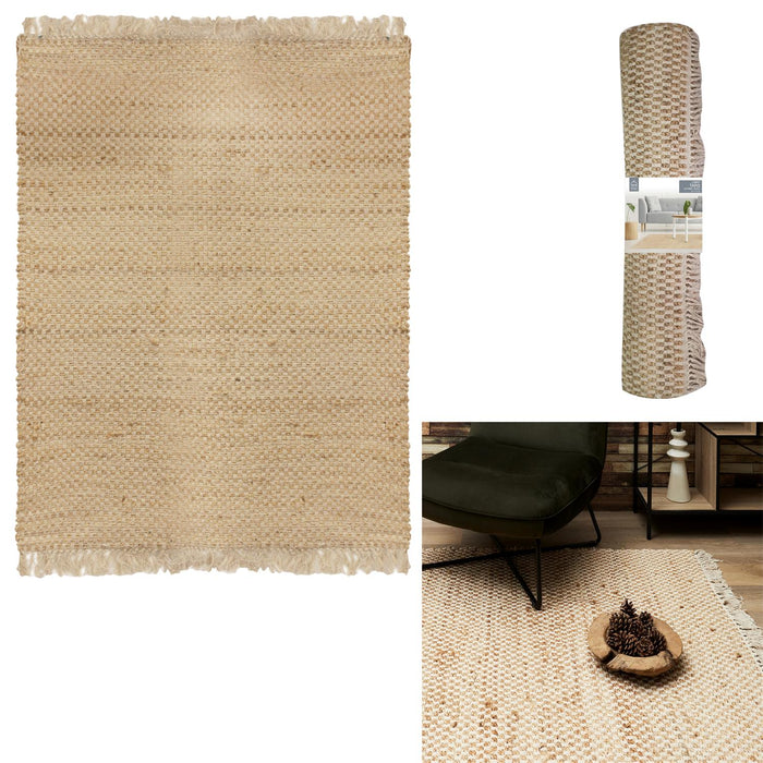 JUTE FABRIC RUG WITH FRINGE 120X170CM