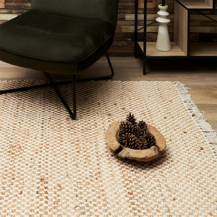 JUTE FABRIC RUG WITH FRINGE 120X170CM