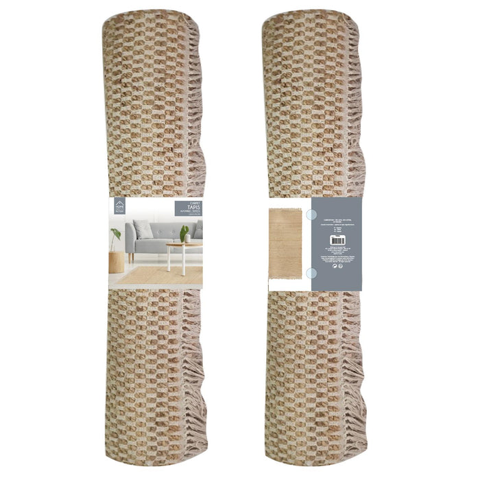 JUTE FABRIC RUG WITH FRINGE 120X170CM