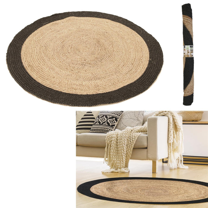 BLACK ROUND RUG  JUTE 120CM M4