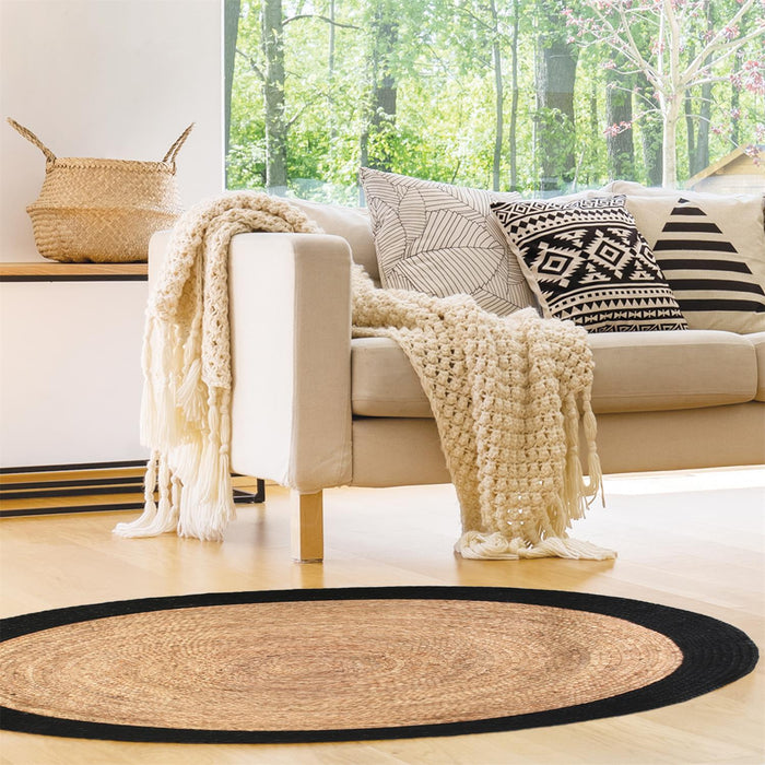 BLACK ROUND RUG  JUTE 120CM M4