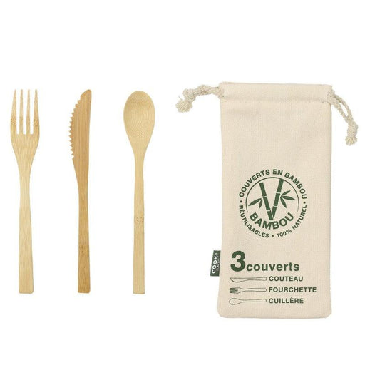 REUSABLE CUTLERY - BAMBOO - WITH POUCH