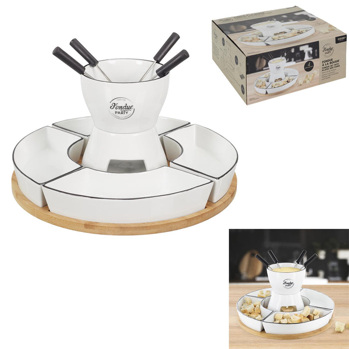 FONDUE SET WITH PLATE AND FORKS X4