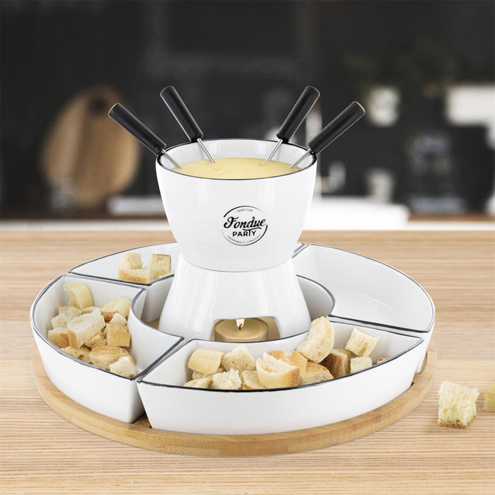 FONDUE SET WITH PLATE AND FORKS X4