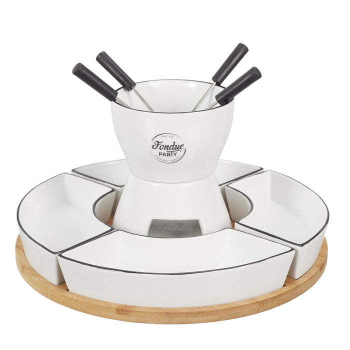 FONDUE SET WITH PLATE AND FORKS X4