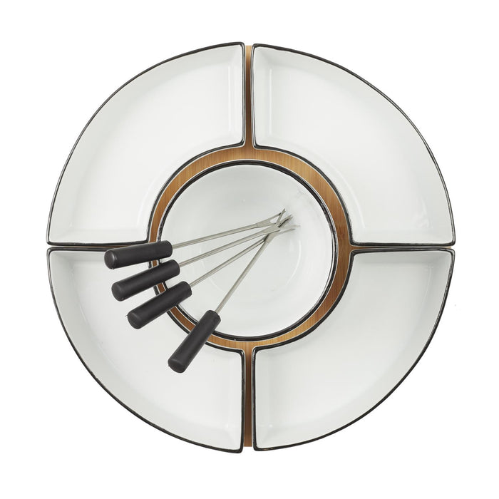 FONDUE SET WITH PLATE AND FORKS X4