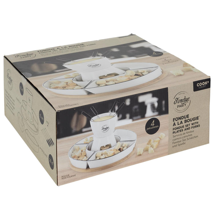 FONDUE SET WITH PLATE AND FORKS X4