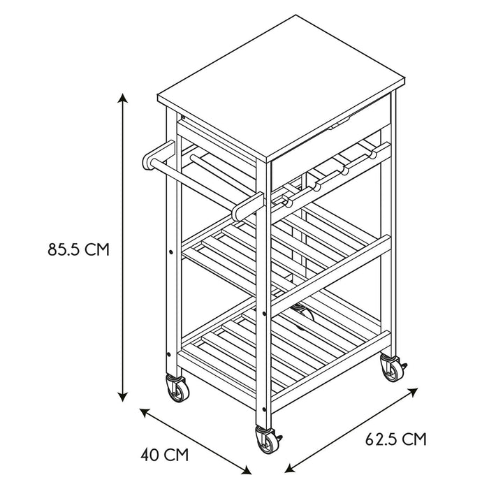 BLACK TROLLEY 40X61X84.5CM