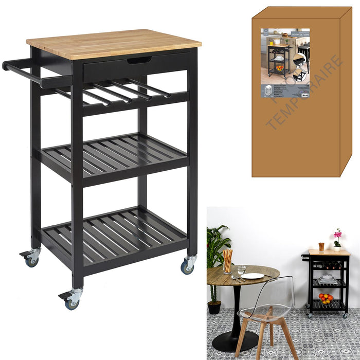 BLACK TROLLEY 40X61X84.5CM