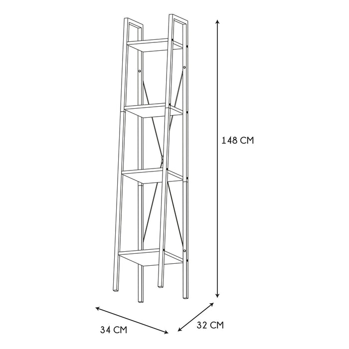 WOOD AND WHITE METAL SHELF 148X34X32CM