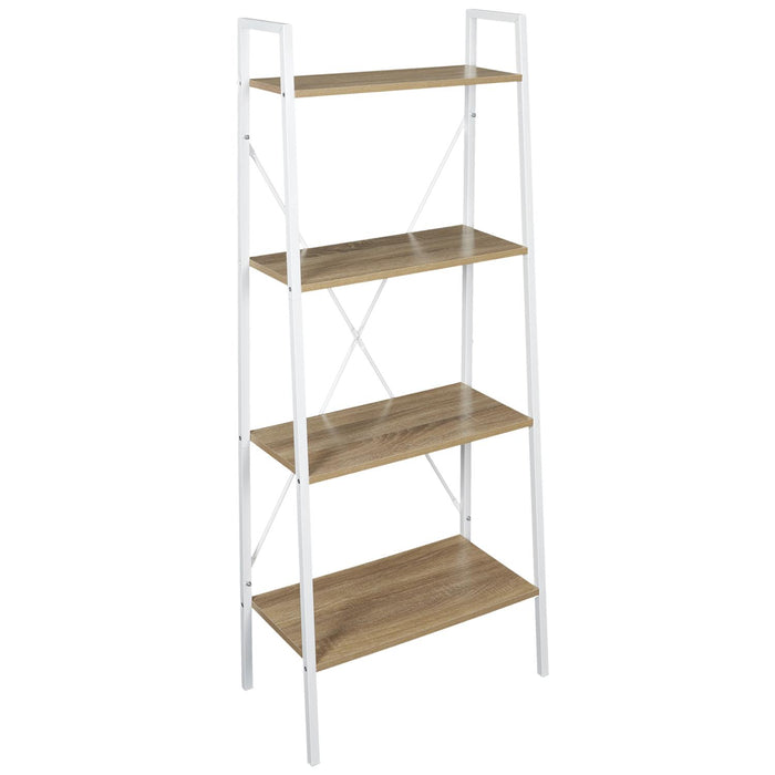 WOOD AND WHITE METAL SHELF 148X60X32.5CM